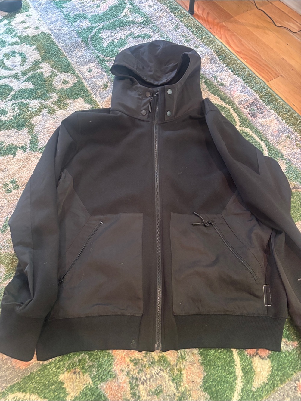 rag & bone Black Hooded Windbreaker Jacket